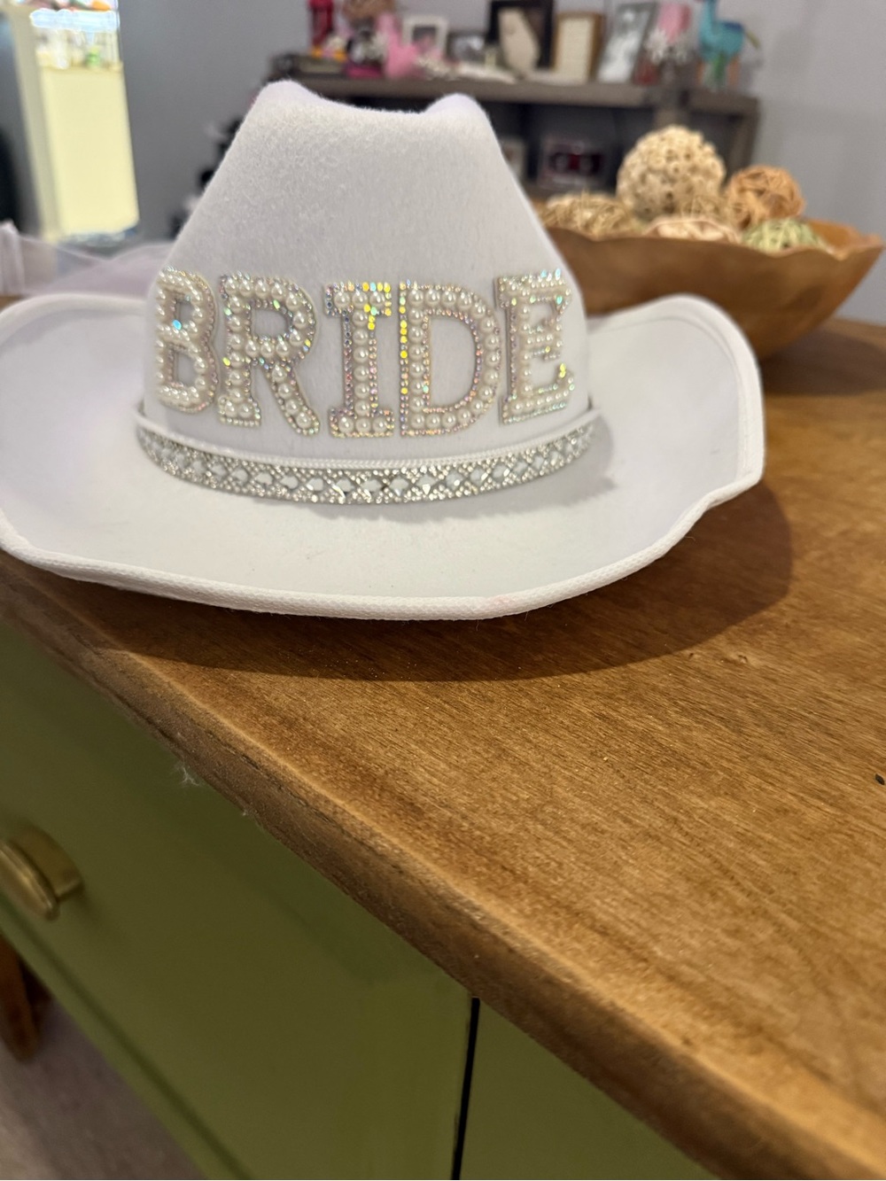 Bride Embellished White Cowboy Hat